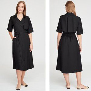 NWT Cuyana Trench Wrap Dress Size L Black Cupro Tencel